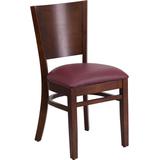 Flash Furniture - Lacey Series Solid Back Walnut Wooden Restaurant Chair - Burgundy Vinyl Seat - XU- screenshot. Chairs directory of Office Furniture.