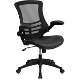 Flash Furniture - Mid-back Black Mesh Chair With Leather Seat And Nylon Base - BL-X-5M-LEA-GG screenshot. Chairs directory of Office Furniture.