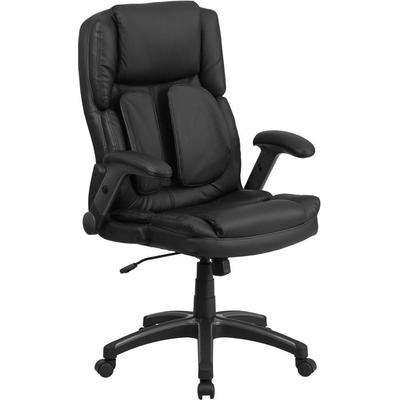 Flash Furniture Extreme Comfort High Back Black Leather Executive Swivel Office Chair with Flip-Up A
