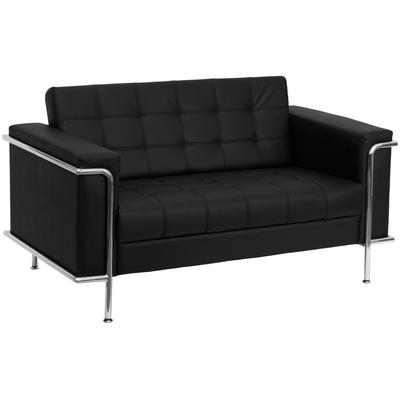Flash Furniture HERCULES Lesley Series Contemporary Black Leather Loveseat with Encasing Frame, ZB-L