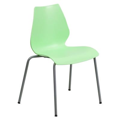 Flash Furniture HERCULES Series 770 lb. Capacity Green Stack Chair with Lumbar Support and Silver Fr