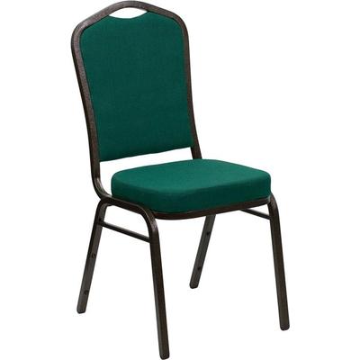 Flash Furniture HERCULES Series Crown Back Stacking Banquet Chair with Green Fabric and 2.5 Thick Se