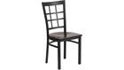 Flash Furniture Hercules Series Black Window Back Metal Restaurant Chair - Walnut Wood Seat - Flash