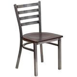 Flash Furniture Hercules Series Clear Coated Ladder Back Metal Restaurant Chair with Wood Seat, Waln screenshot. Chairs directory of Office Furniture.