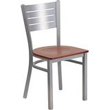 Flash Furniture Hercules Series Silver Slat Back Metal Restaurant Chair with Cherry Wood Seat screenshot. Chairs directory of Office Furniture.