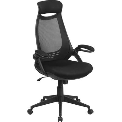 Flash Furniture High Back Black Mesh Executive Swivel Office Chair with Flip-Up Arms, HL-0018-GG, HL