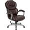 Flash Furniture High Back Brown Leather Executive Office Chair with Leather Padded Loop Arms
