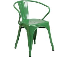 Flash Furniture Metal Indoor/Outdoor Chair with Arms, Size, Green