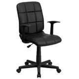 Flash Furniture Mid-Back Black Quilted Vinyl Swivel Task Chair with Nylon Arms, GO-1691-1-BK-A-GG screenshot. Chairs directory of Office Furniture.