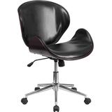 Flash Furniture Mid-Back Mahogany Wood Swivel Conference Chair in Black Leather, SD-SDM-2240-5-MAH-B screenshot. Chairs directory of Office Furniture.
