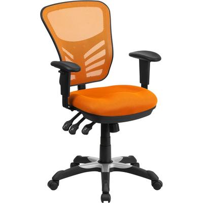 Flash Furniture Mid-Back Orange Mesh Swivel Task Chair with Triple Paddle Control, HL-0001-OR-GG, HL