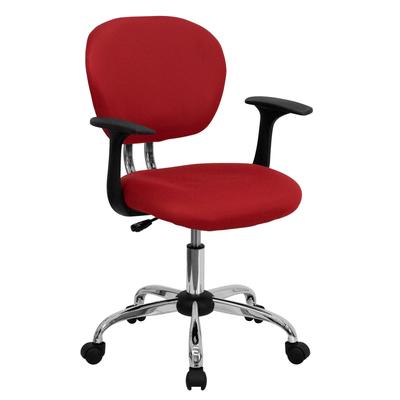 Flash Furniture Mid-Back Red Mesh Swivel Task Chair with Chrome Base and Arms, H-2376-F-RED-ARMS-GG