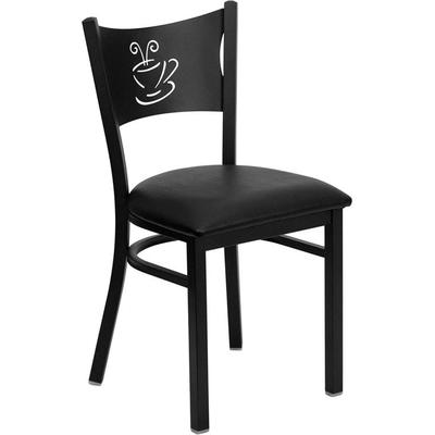 Flash Furniture XUDG60099COFBLKVGG Hercules Black Coffee Back Metal Restaurant Chair with Black Viny