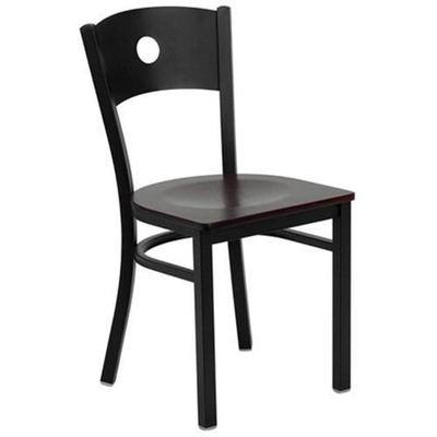 Flash Furniture XUDG60119CIRMAHWGG Hercules Black Circle Back Metal Restaurant Chair with Mahogany W