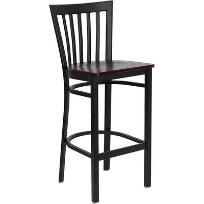 Flash Furniture XUDG6R8BSCHBARMAHWGG Hercules Black School House Back Metal Restaurant Bar Stool wit