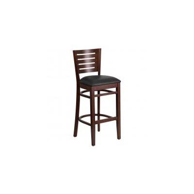 Flash Furniture Xu-dg-w0108bbar-wal-blkv-gg Darby Series Slat Back Walnut Wooden Restaurant Barstool