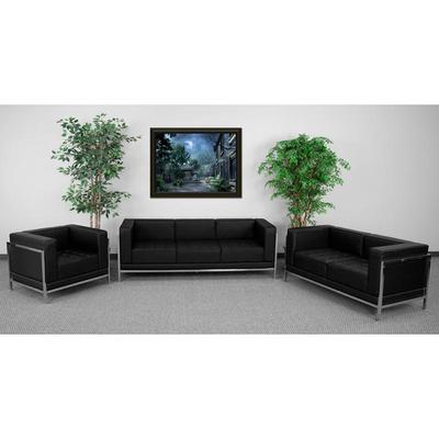 Flash Furniture ZB-IMAG-SET1-GG HERCULES Imagination Series Black Leather 3 Piece Sofa Set, Black ZB