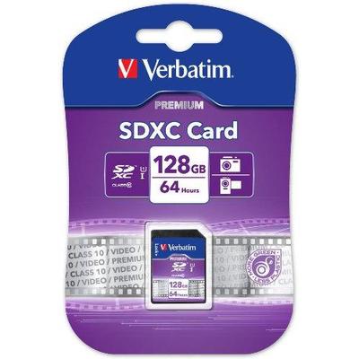 Verbatim 128 GB Premium SDXC Memory Card, UHS-I Class 10, 44025