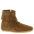 Minnetonka Double Fringe Side Zip - Womens 7.5 Brown Boot Medium