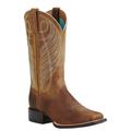 Ariat Round Up Wide Square Toe - Womens 8.5 Brown Boot B