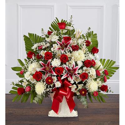 1-800-Flowers Flower Delivery Red Rose & Lily Floor Basket Large | Happiness Delivered To Their Door