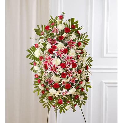 1-800-Flowers Flower Delivery Red Rose & Lily Standing Spray Medium | Happiness Delivered To Their Door
