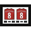 READY MADE Dual FRAME FOR 2 SIGNED SHIRTS WITH FRONT MOUNT | Display Football, Rugby, Cricket T-shirt with 4 opening for Photos and 2 opening for Message, Fits 2 Shirts | White Mount and Black Frame