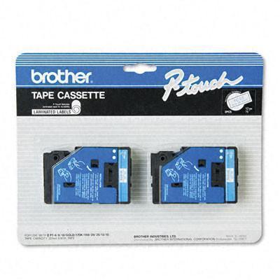 Brother P-Touch TC Tape Cartridges For p-Touch Labelers 1/2W Blue On White 2/Pack (0.50" Width x 25.