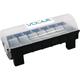 Hygiplas Plastic Label Dispenser 25 mm/1 inch, Clear & Black, 7 Roll Label Holder Dispenser, Holds up to 25.4 mm Labels, GH347