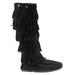 Minnetonka 5-Layer Fringe - Womens 10 Black Boot Medium