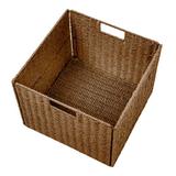 Trademark Innovations Foldable Storage Wicker Basket w/ Iron Wire Frame in Brown | 10 H x 13 W x 13 D in | Wayfair BSKT-SQ-BR