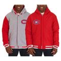 Men's JH Design Red/Gray Montreal Canadiens Two-Tone Reversible Fleece Hooded Jacket