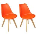 Charles Jacobs 2 x Modern Style Dining Chairs With Solid Beech Legs - Orange