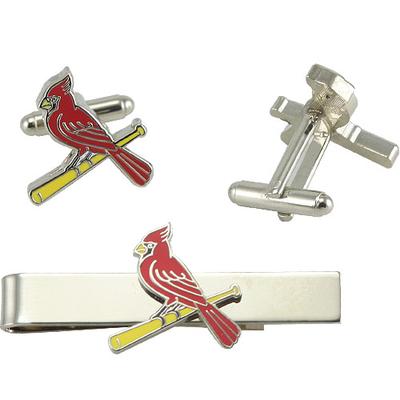 "St. Louis Cardinals Silvertone Team Logo Tie Clip & Cufflinks Set"