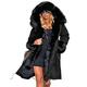 Roiii Women Winter Warm Thick Faux Fur Coat Hood Parka Long Jacket Size 8-22 (16-18,Black)