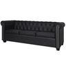 vidaXL Divano Chesterfield a 3 Posti in Finta Pelle Nero