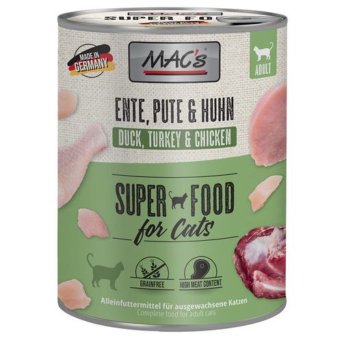 6x800g Ente, Pute, Huhn MAC's getreidefreies Katzenfutter nass