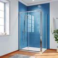 ELEGANT 1100 x 800 mm Sliding Shower Enclosure 6mm Safety Glass Reversible Bathroom Cubicle Screen Door with Side Panel