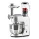 Klarstein Lucia - Stand Mixer, Food Processor and Blender, Meat Grinder, 1300 W, 5 liters, Planetary Mixing System, Mixing Cup, 6-Speed, Various Attachements, Stainless Steel Bowl, Silver