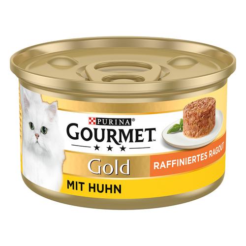 48x85g Raffiniertes Ragout Huhn Gourmet Katzenfutter nass