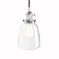 PathsOn Industrial Vintage Modern Edison Hanging Pendant Ceiling Light Fixture Loft Bar Kitchen Chandelier Decorative Lighting with Bell Clear Glass Light Shade E27 (Chrome)