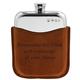 English Pewter Company 6oz Pewter Hip Flask with Luxury Brown Leather Pouch. Personalised with Free Engraving [PLF01]