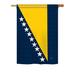 Breeze Decor Bosnia & Herzegovina 2-Sided Polyester House/Garden Flag Metal in Blue/Yellow | 40 H x 28 W in | Wayfair BD-CY-H-108193-IP-BO-DS02-US