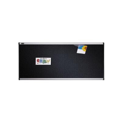 Embossed Bulletin Board, Hi-Density Foam, 36 x 24, Black, Aluminum Frame, Black/Silver