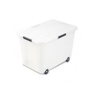 Rolling Storage Box, Letter/Legal, 15-Gallon Size, Clear