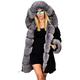 Roiii Lady Winter Women Thicken Warm Coat Hood Parka Long Jacket Outwear Size 8-20 (14,Black)