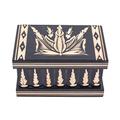 Kalotart Jewelry And Puzzle Box 2 In 1 - Handmade Wooden Case With Hidden Key And Removable Compartments - Beautiful Classical Wooden Carved Jewelry Puzzle Box May I Keep Your Secret? Est.1770 (Black)