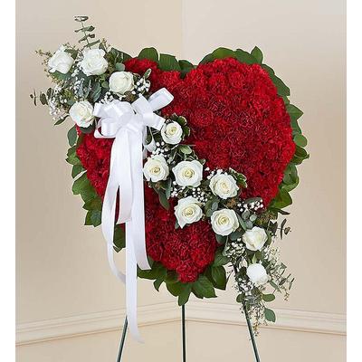 1-800-Flowers Flower Delivery Always Remember Floral Heart Tribute - Red W/ White Roses Red Solid Standing Heart W/ White Roses