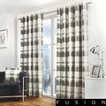 Fusion - Balmoral Check - 100 Percent Cotton Pair of Eyelet Curtains - Slate - 66" Width x 90" Drop (168 x 229 cm)