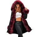 Roiii Lady Winter Women Thicken Warm Coat Hood Parka Long Jacket Outwear Size 8-20 (10,Wine Red)